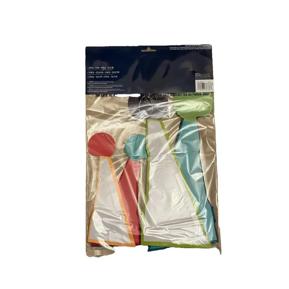 Set of 6 Hanging Honeycomb Paper Decorations 9” & 13.5” Colorful Party Decor